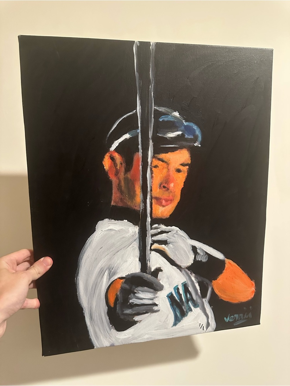 Ichiro Suzuki original Baseball Canvas Art painting 16x20 1/1 one of a kind